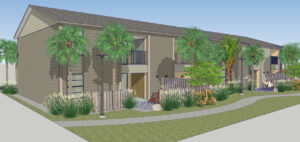 Backside ground floor units get an extended patio and privacy screening.  More usable space and a privacy-screened patio.  There is a pedestrian pathway just off the patio that leads to the mailbox kiosk and the pool.  Socialization is bound to occur. 