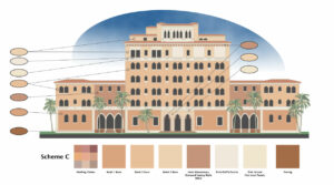 Selected color plan features period color.